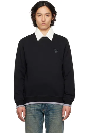 Paul Smith Pull molletonné noir à logo de zèbre et à rayures contrastantes