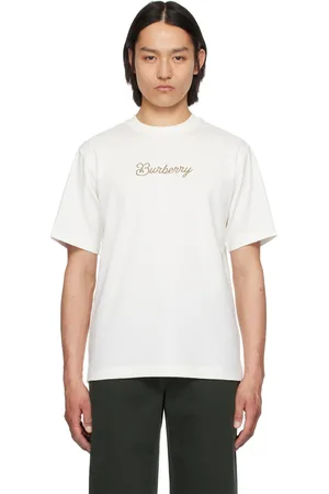 Burberry T-shirt blanc cassé en coton à logo Surfer Knight