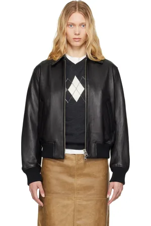 Ami Blouson noir en cuir à glissière
