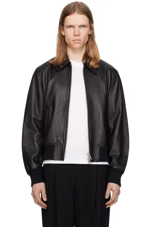 Ami Blouson noir en cuir à glissière