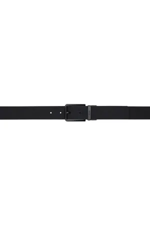 HUGO BOSS Ceinture noire en cuir à motif à logos gaufré