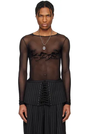 Jean Paul Gaultier T-shirt noir à image de ruban de style tatouage floquée