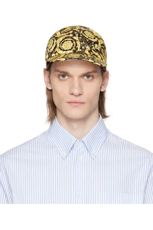 VERSACE Casquette de baseball noir et doré en sergé à motif Barocco