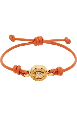 VERSACE Bracelet orange en cuir à logo Medusa 