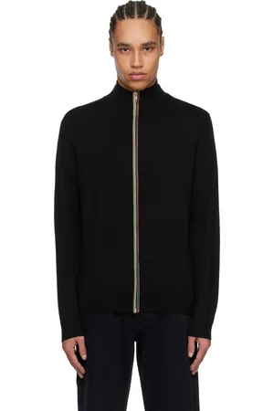 Paul Smith Cardigan noir à glissière à rayures emblématiques
