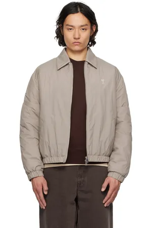 Ami Blouson taupe à logo Ami de cœur et à glissière