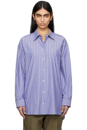 The Row Chemise Luka bleu marine et blanc