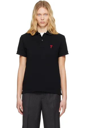 Ami Polo noir en coton à logo Ami de cœur