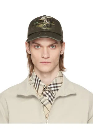Burberry Casquette de baseball brune en gabardine à image de canard