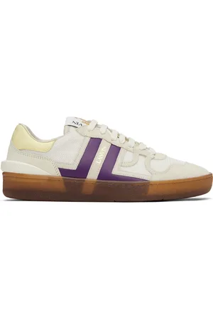 Lanvin Baskets Clay blanc et mauve en filet