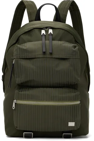 Paul Smith Sac à dos kaki en nylon recyclé à rayures gravées au laser