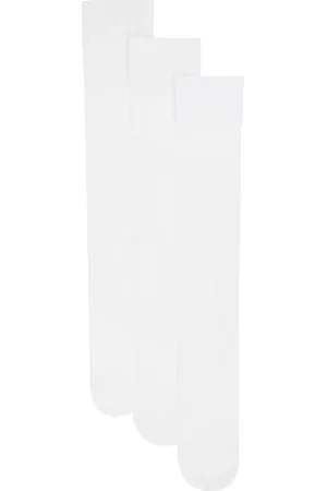 Shushu/Tong Ensemble de trois paires de chaussettes hauteur mi-mollet blanches en tricot