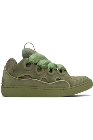 Lanvin Baskets Curb kaki en cuir
