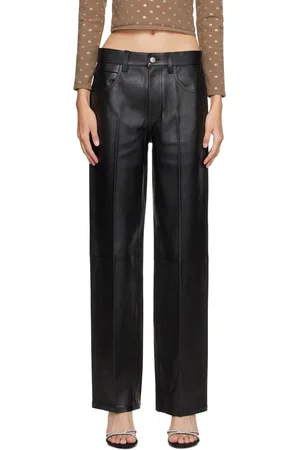Alexander Wang Pantalon étagé noir en cuir