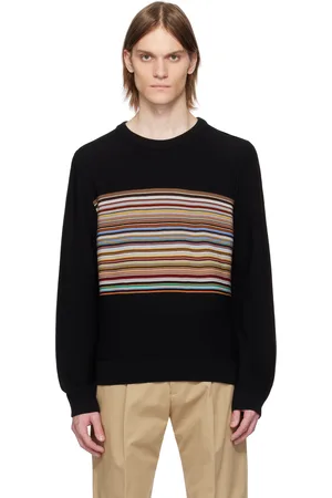 Paul Smith Pull noir en laine à rayures emblématiques