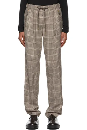 Giorgio Armani Pantalon brun en laine à petit motif pied-de-poule