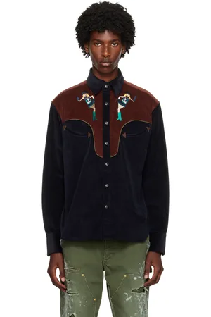 Kolor Chemise western bleu marine et brun