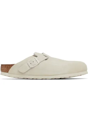 Birkenstock Flâneurs étroits à enfiler Boston blanc cassé à semelle intérieure moulée