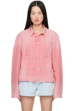 R13 Blouson camionneur décontracté rose à plis