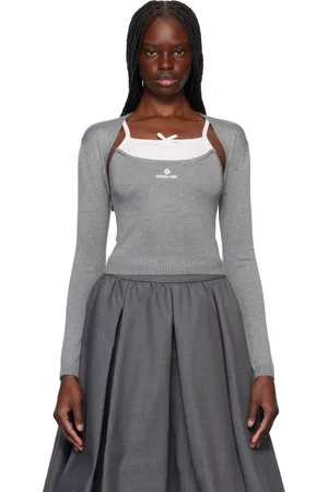 Shushu/Tong Cardigan de style boléro gris en tricot