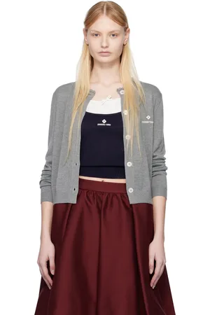 Shushu/Tong Cardigan gris en tricot à logo brodé
