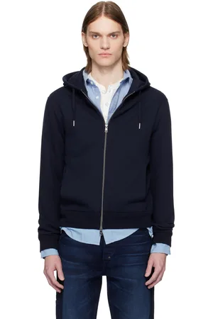 Ralph Lauren Pull à capuche bleu marine en molleton à glissière