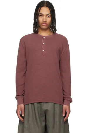 Ralph Lauren Henley teint en plongée bourgogne en tricot gaufré