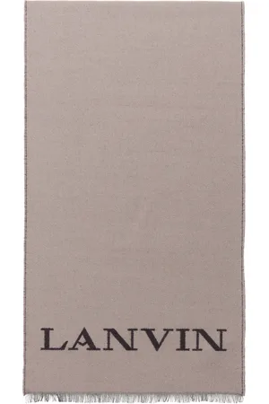Lanvin Écharpe brun et gris en flanelle à logo