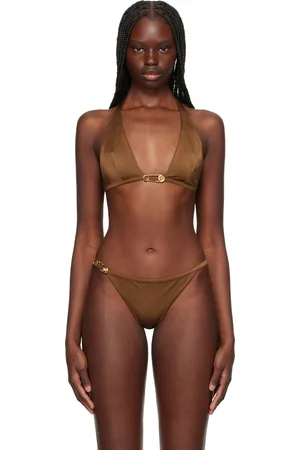 VERSACE Haut de bikini brun à épingle de sureté