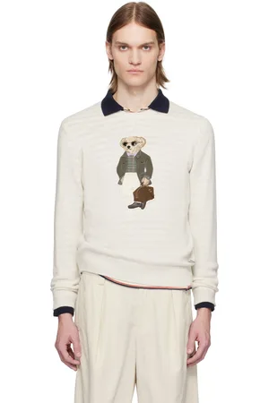 Ralph Lauren Pull blanc cassé en cachemire à ourson Polo Bear