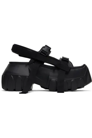 Rick Owens Sandales à talon noires à semelle Tractor à plateforme - Hollywood