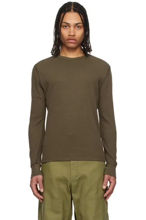 Ralph Lauren Pull teint en plongée kaki en tricot gaufré à col ras du cou