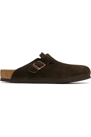 Birkenstock Flâneurs à enfiler Boston bruns à semelle intérieure moulée