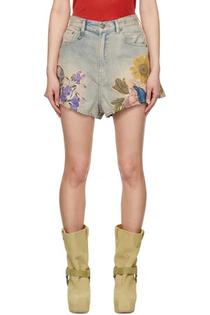 R13 Short Venti bleu en denim à appliqués