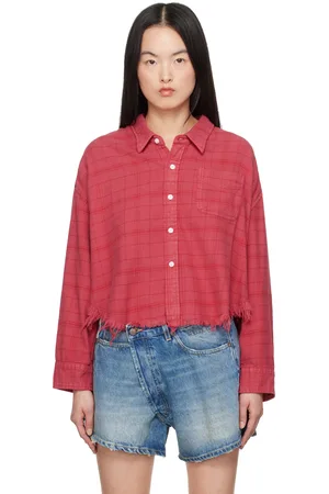 R13 Chemise écourtée rose à emmanchures basses