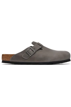 Birkenstock Flâneurs à enfiler Boston gris à semelle intérieure moulée