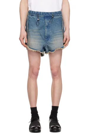Random Identities Short bleu en denim à effet délavé