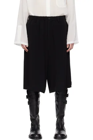 YOHJI YAMAMOTO Short noir à pattes boutonnées - POUR HOMME