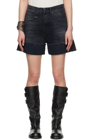 R13 Short Nina noir en denim exclusif à SSENSE