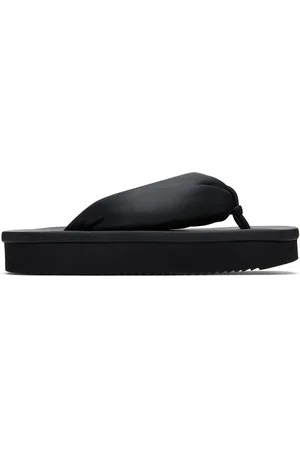 Rick Owens Tongs noires en cuir d
