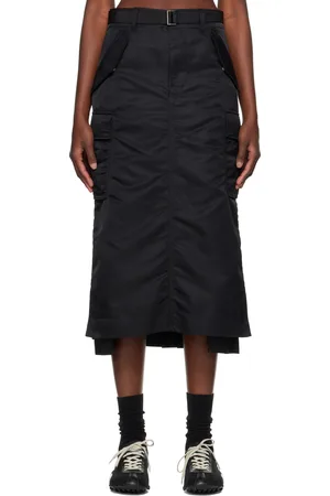 SACAI Jupe midi noire en sergé de nylon