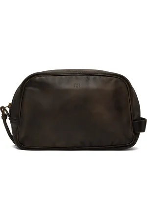 Ralph Lauren Pochette de rangement brune en cuir