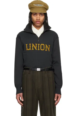 Ralph Lauren Pull à manches longues gris en coton à demi-glissière