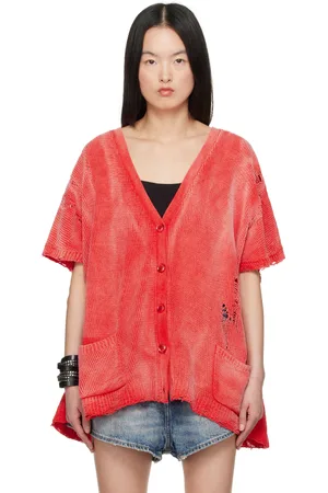 R13 Cardigan droit sans manches rouge