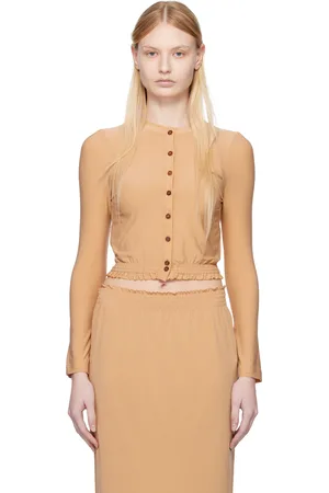 Shushu/Tong Cardigan ajusté beige en jersey extensible