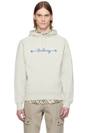 Burberry Pull à capuche beige en coton à appliqué à logo à nœuds