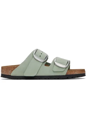 Birkenstock Sandales étroites Arizona vertes à grandes boucles