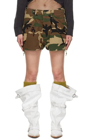 R13 Short cargo décontracté Marianne vert et brun