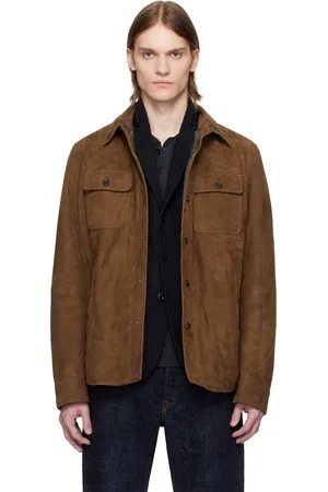 Ralph Lauren Surchemise Gardner brune en suède rembourrée en duvet