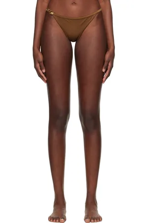 VERSACE Culotte de bikini brune à épingle de sureté